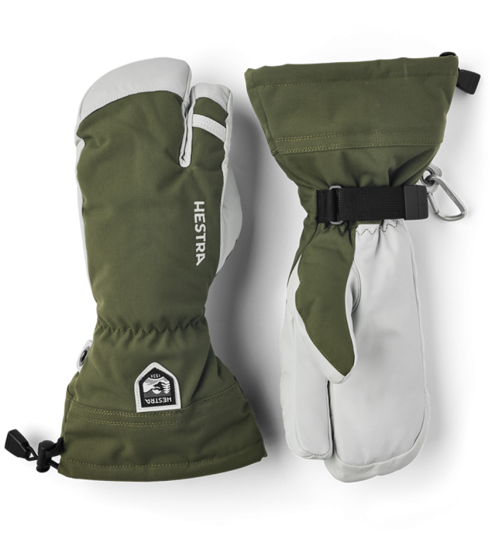 Hestra 2025/26 Army Leather Heli Ski 3 Finger Glove - Olive