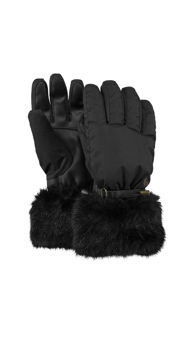 Barts Empire black ski gloves faux fur