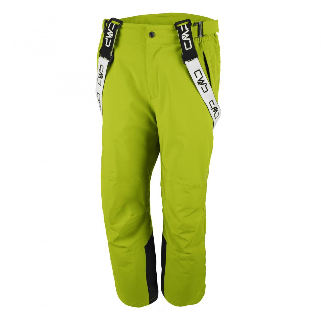 CMP Mens Hayes soft shell stretch pants acido fluo lime with braces
