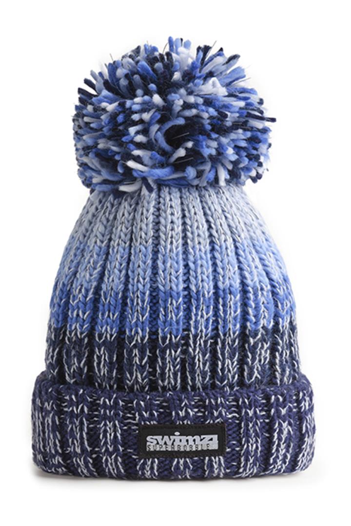 Swimzi 2025 Blue gradient superbobble chunky knit reflective hat