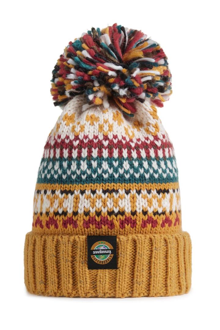 Swimzi 2025 Mustard traditional Nordic reflective superbobble hat