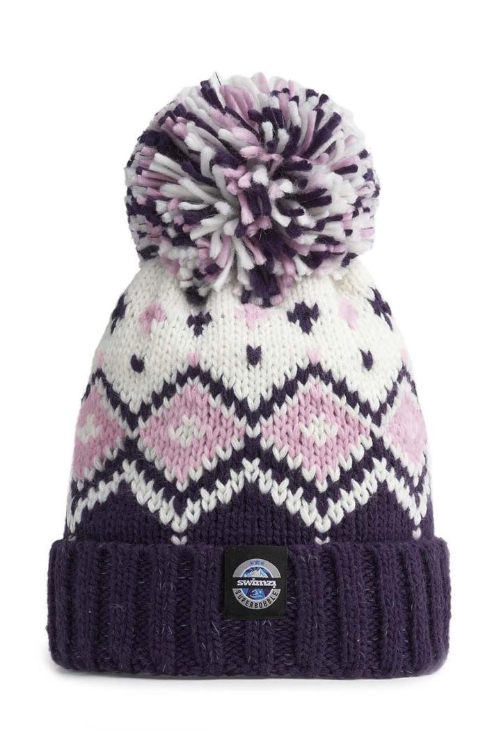 Swimzi 2025 Navy pink Tyrol nordic superbobble chunky hat