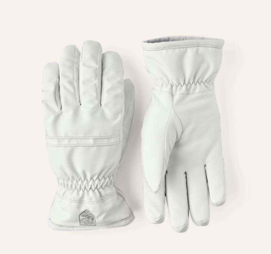 Hestra 2025/26 Primaloft Leather Female 5 Finger Ski Glove Ivory/Off white