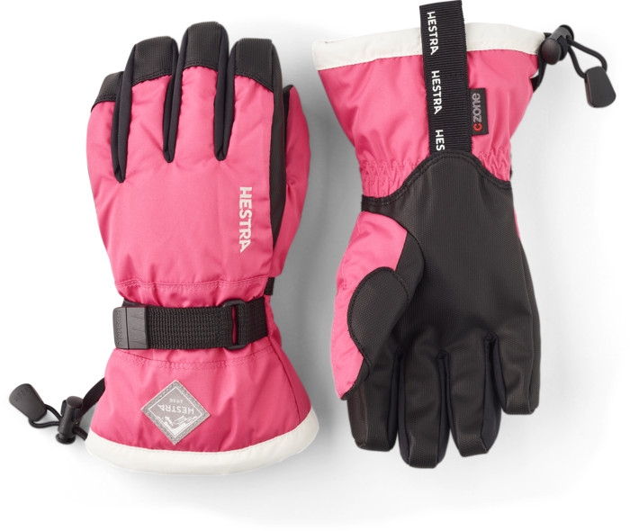 Hestra 2025 Gauntlet CZone Jr 5 Finger Fuchsia/Ivory view 2
