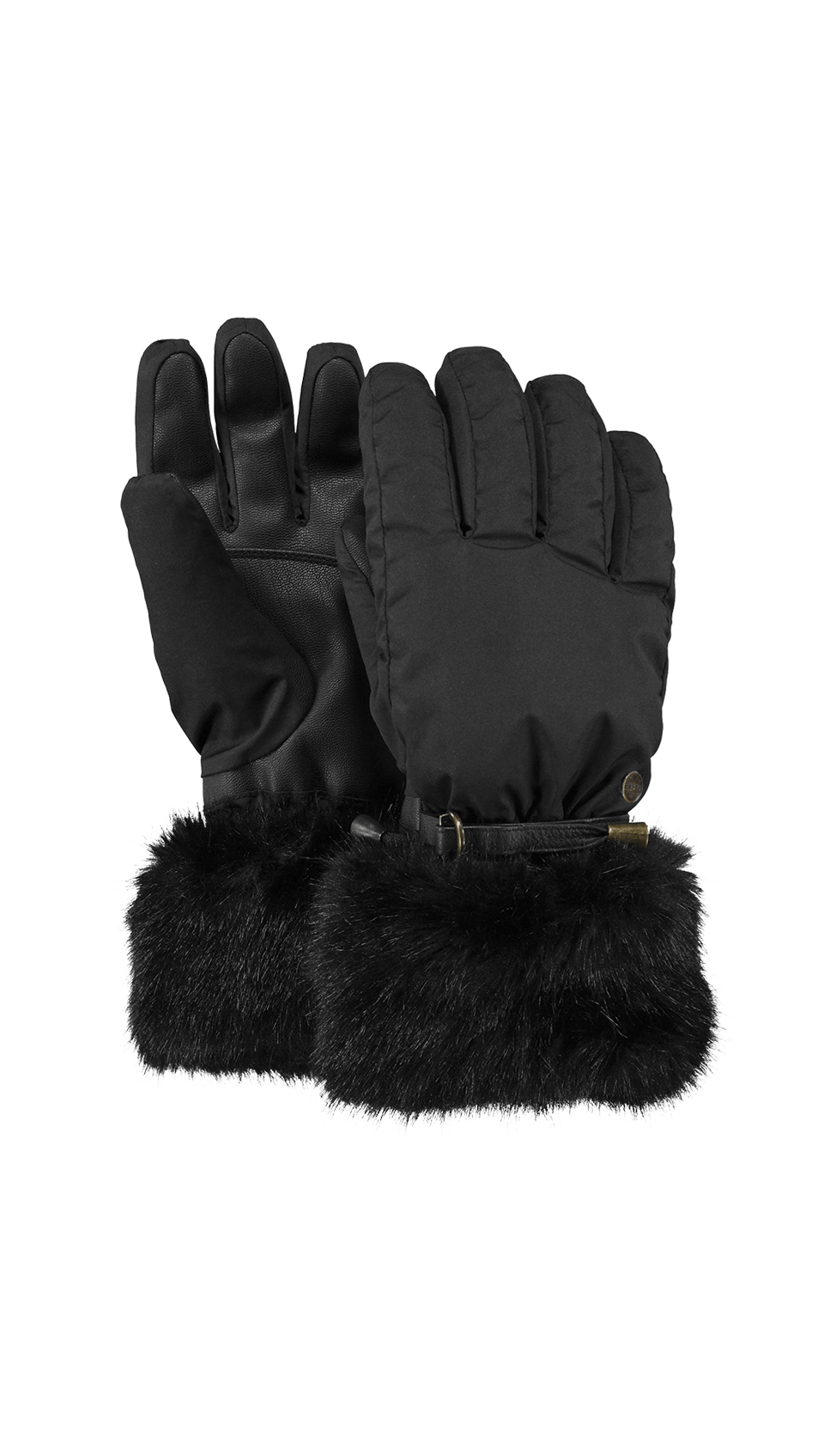 Barts Empire black ski gloves faux fur view 2