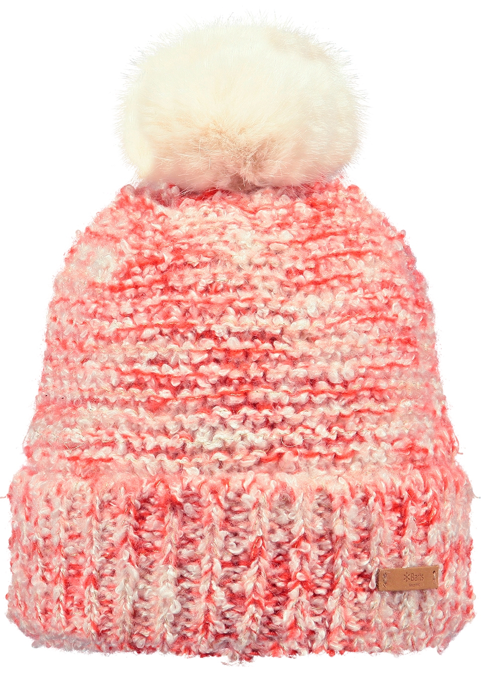 Barts Siret Pom Beanie red white marl knit view 2