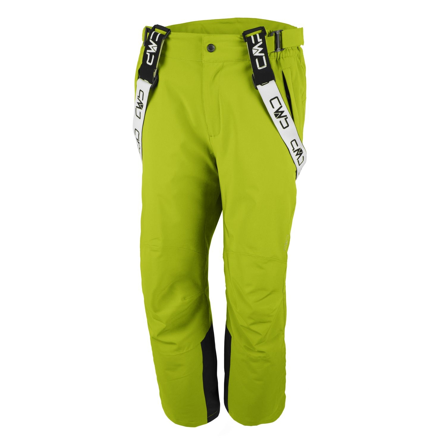 CMP Mens Hayes soft shell stretch pants acido fluo lime with braces view 2