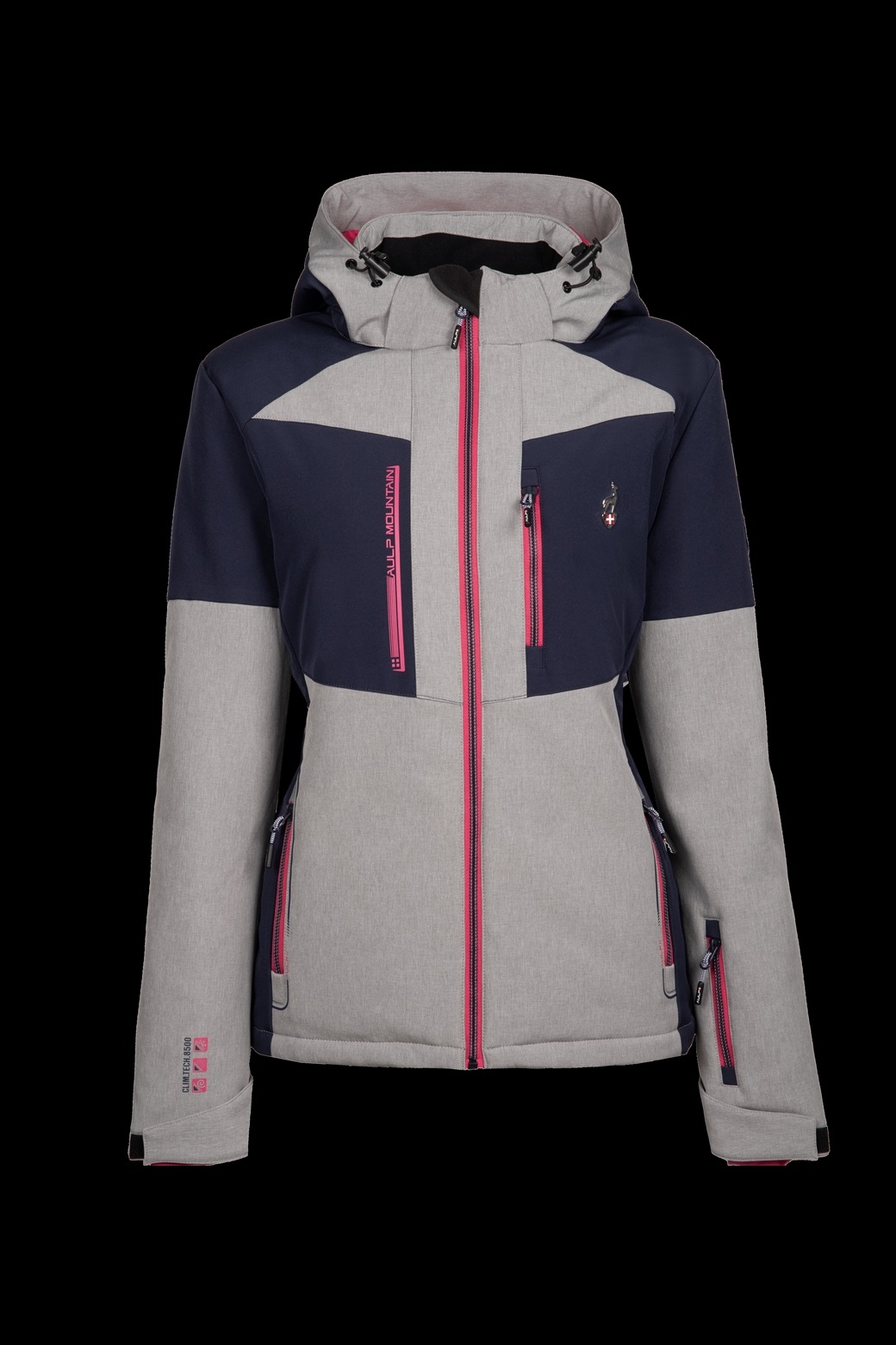 AULP 2024 Verro Womens' Softshell Ski Jacket - Grey/Black view 2