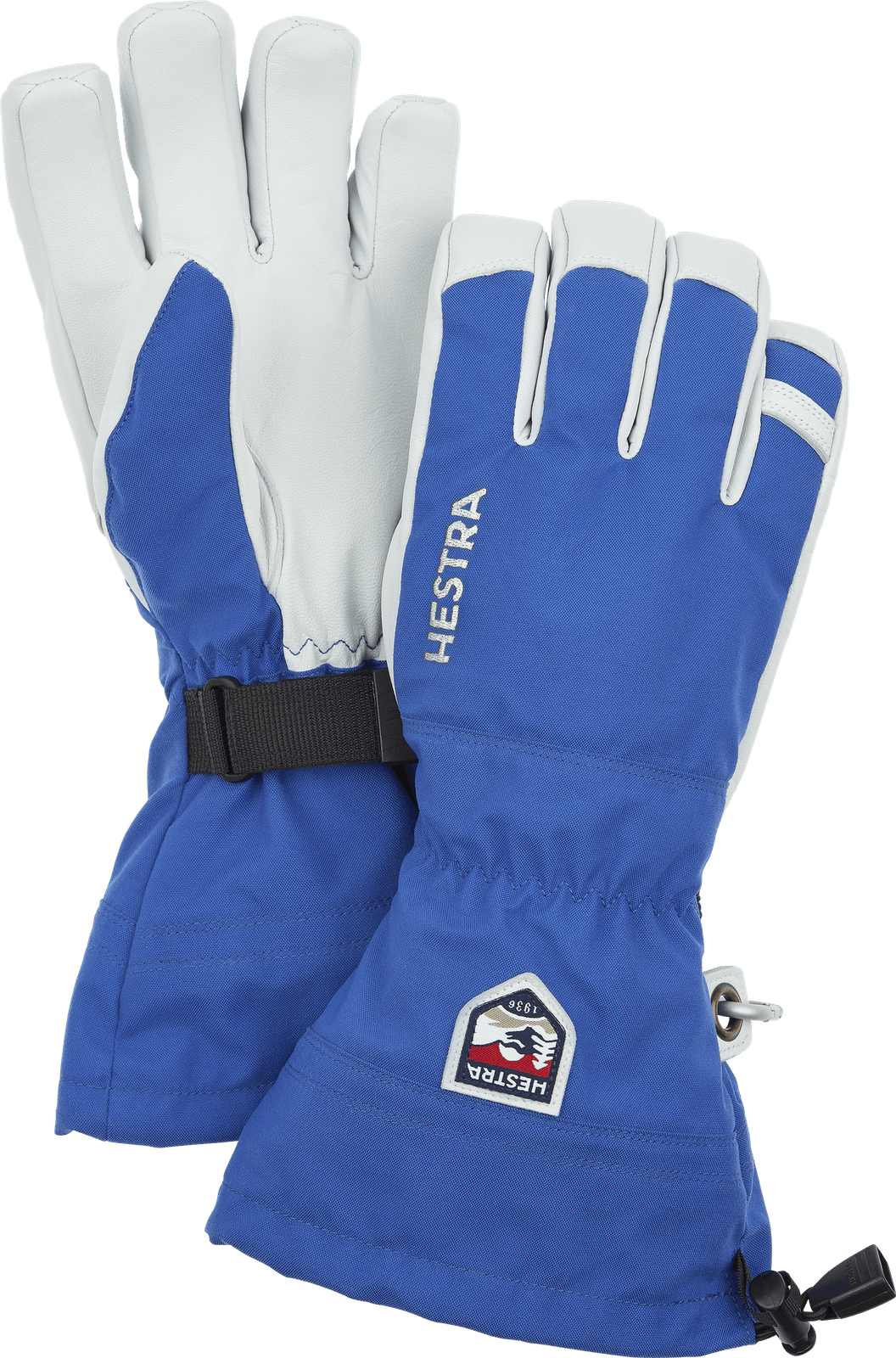 Hestra Heli Ski army leather gloves royal blue view 2