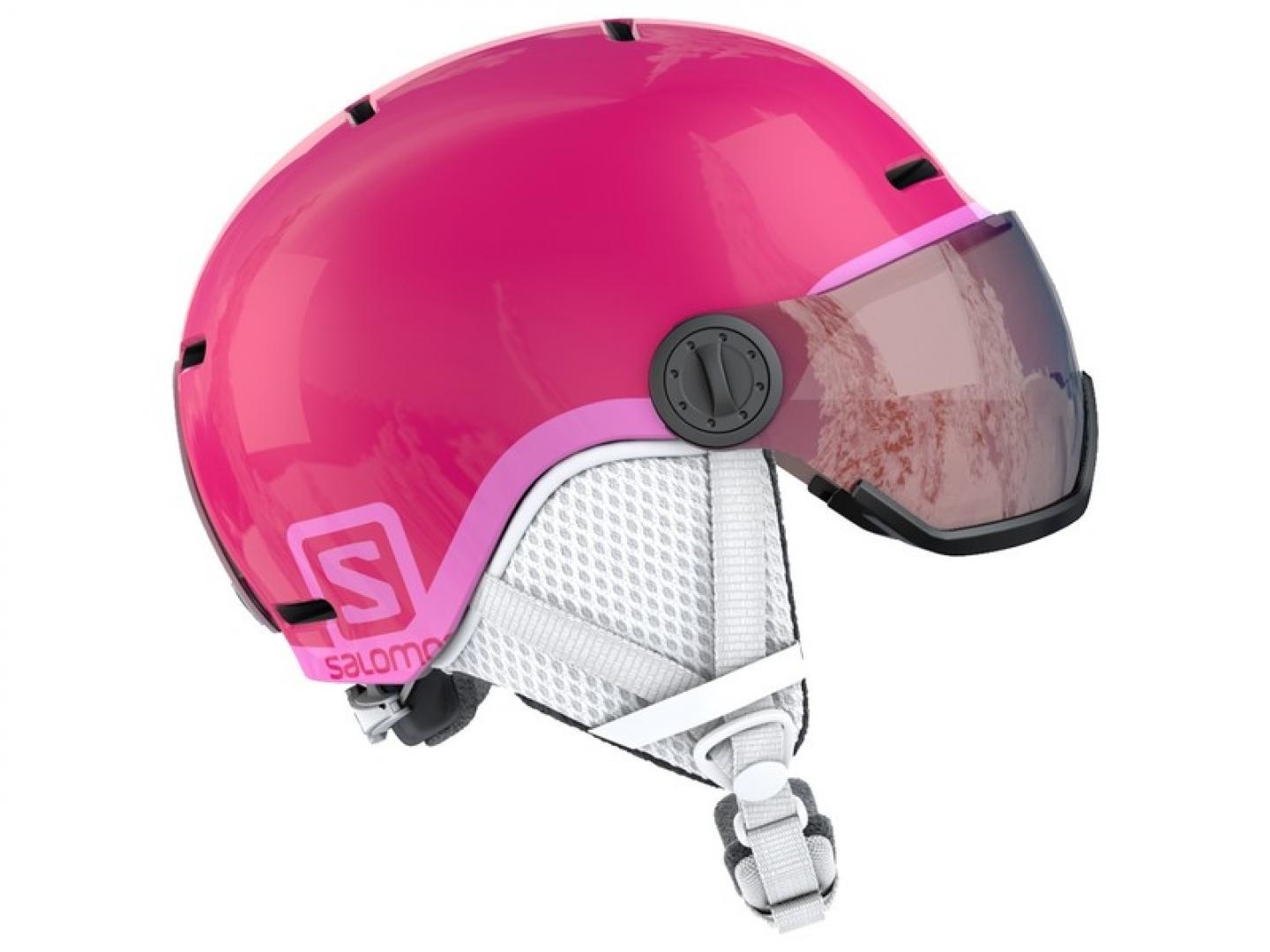 Salomon Grom Visor Junior Ski Helmet pearl pink view 2