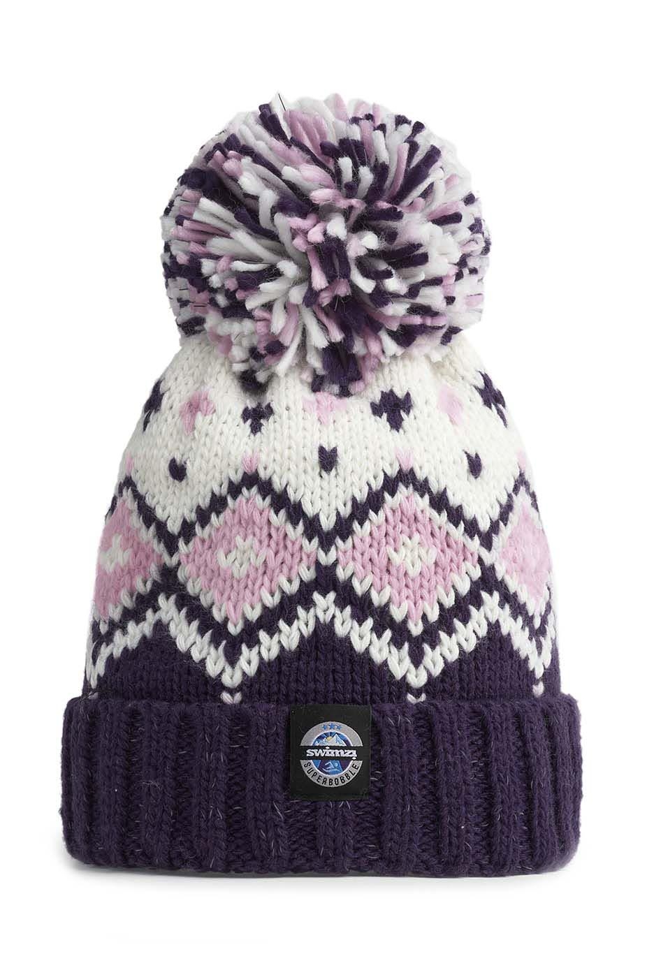 Swimzi 2025 Navy pink Tyrol nordic superbobble chunky hat view 2