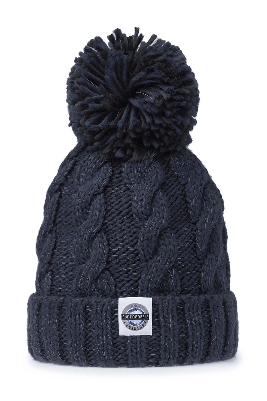 Swimzi 2025 Navy cable superbobble hat view 2