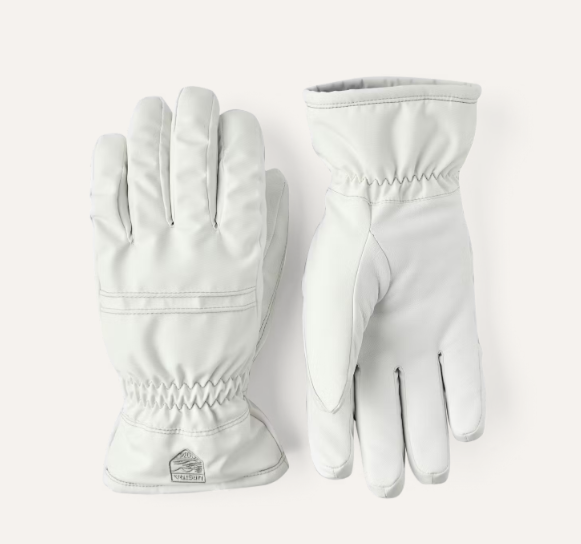 Hestra 2025/26 Primaloft Leather Female 5 Finger Ski Glove Ivory/Off white view 2