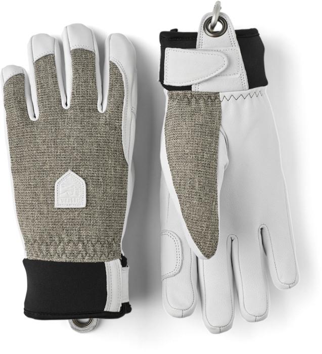 Hestra Army leather Patrol womens five finger light grey glove view 2