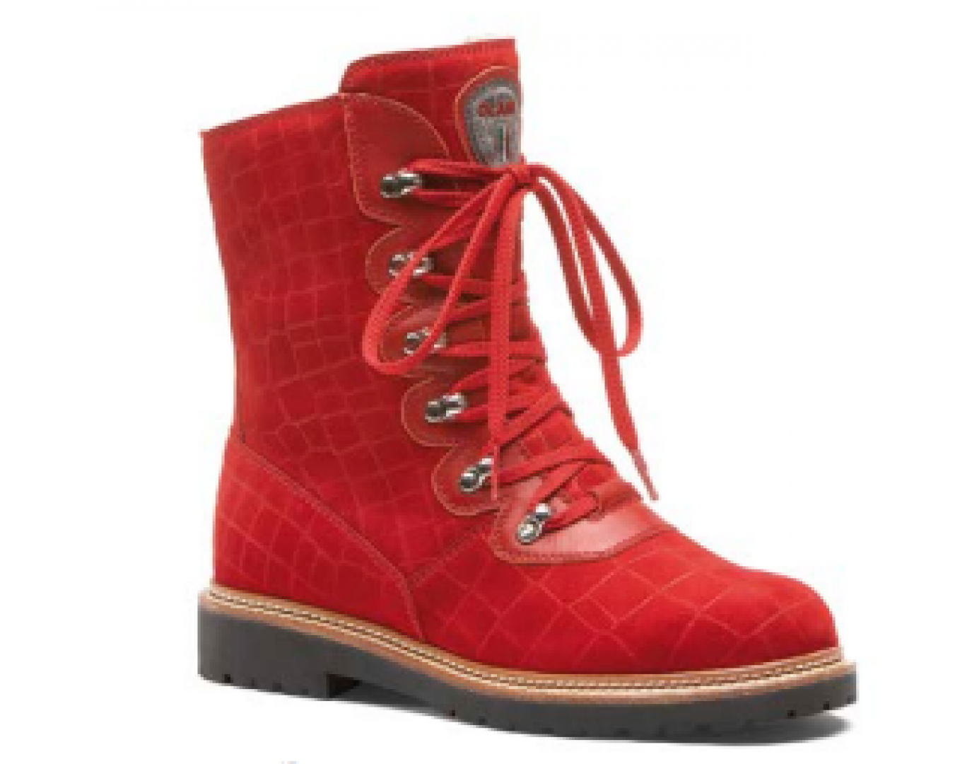 Olang Viola Red Winter Boot - Hydro crocodile embossed suede leather