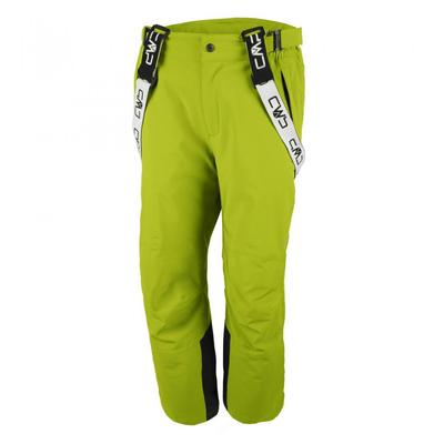 CMP Mens Hayes soft shell stretch pants acido fluo lime with braces
