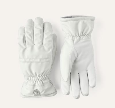 Hestra 2025/26 Primaloft Leather Female 5 Finger Ski Glove Ivory/Off white